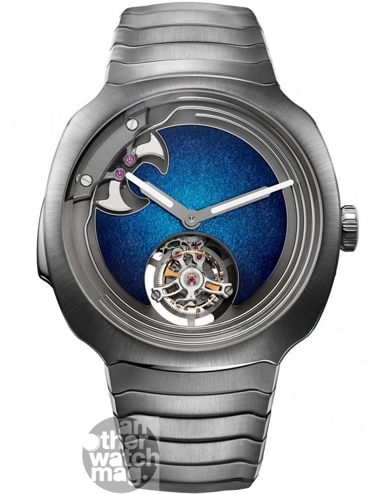 H. MOSER & CIE 三問報時陀飛輪藍色琺瑯概念腕錶